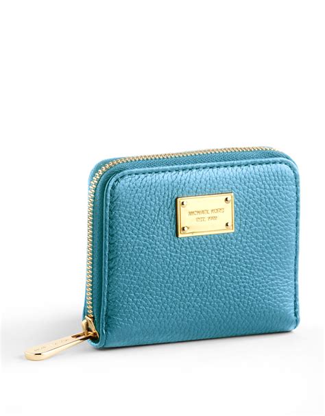 michael kors vintage blue wallet|Michael Kors small zip wallet.